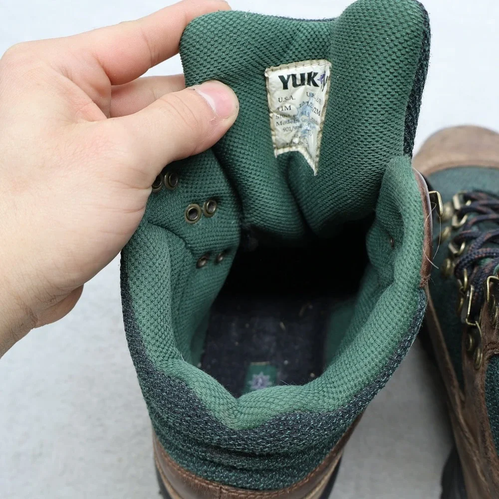 Yukon Mens 11M‎ Hiking Boots Brown Expedition Leather Rugged Trail Mesh Outdoor